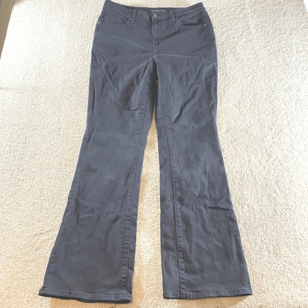 Chico's High Rise Flare Jeans Womens 10R Black Excellent Stretch Denim 1.5R